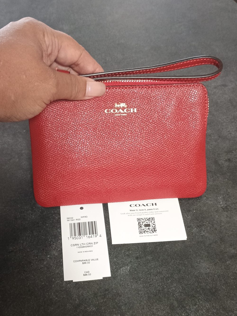 Coach Red Leather Wristlet